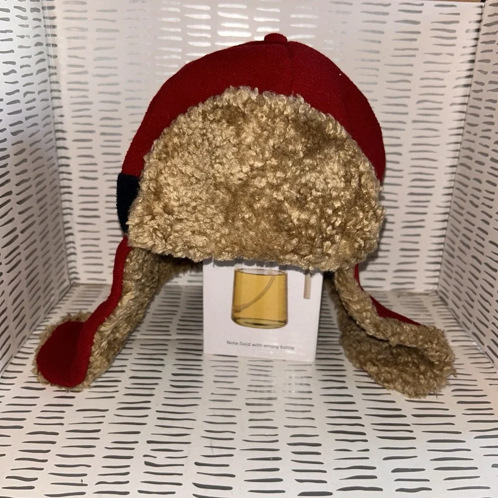 GapKids Red Fleece Faux Shearling Trapper Hat L/XL Boys Girls Winter Warm Navy